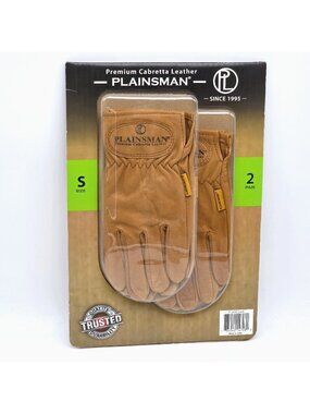 2 Pair Plainsman Leather Work Gloves Premium Cabretta Small Ranch Garden Outdoor
